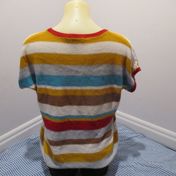 Colorful Striped Knit Tee by Elena Wang 🌈 Size L - Picture 4 of 5